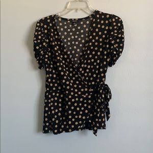 Pola dot wrap tie blouse